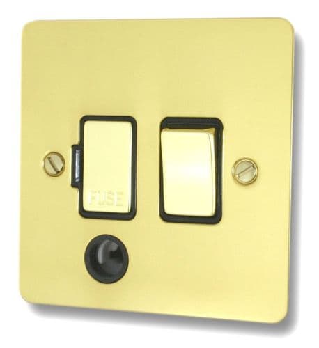 G&H FBUL356 Flat Plate Unlacquered Polished Brass 1 Gang Fused Spur 13A Switched & Flex Outlet
