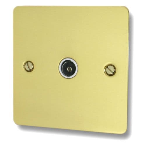 G&H FBUL35W Flat Plate Unlacquered Polished Brass 1 Gang TV Coax Socket Point