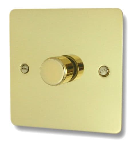 G&H FBUL521 Flat Plate Unlacquered Polished Brass 1 Gang 1 or 2 Way LED Dimmer Switch