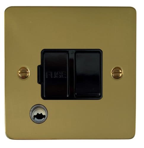 G&H FBUL56B Flat Plate Unlacquered Polished Brass 1 Gang Fused Spur 13A Switched & Flex Outlet
