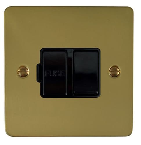 G&H FBUL57B Flat Plate Unlacquered Polished Brass 1 Gang Fused Spur 13A Switched