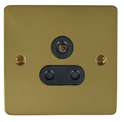 G&H FBUL59B Flat Plate Unlacquered Polished Brass 1 Gang Single 5 Amp Plug Socket