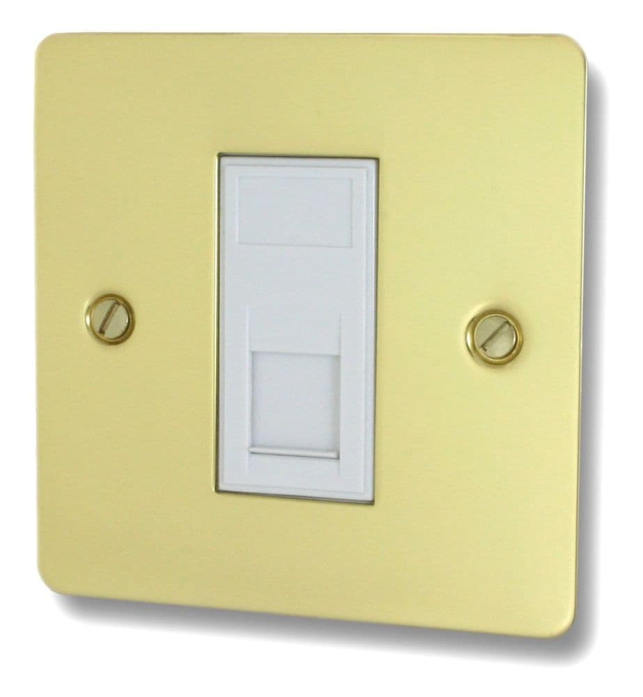 G&H FBUL61W Flat Plate Unlacquered Polished Brass 1 Gang RJ45 Cat5e ...