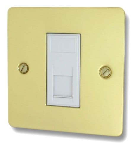 G&H FBUL61W Flat Plate Unlacquered Polished Brass 1 Gang RJ45 Cat5e Data Socket