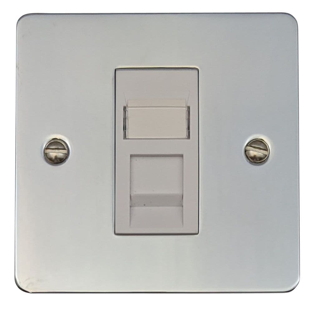 G&H FC61W Flat Plate Polished Chrome 1 Gang RJ45 Cat5e Data Socket