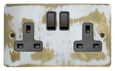 G&H FDB10B Flat Plate Dover Bronze 2 Gang Double 13A Switched Plug Socket