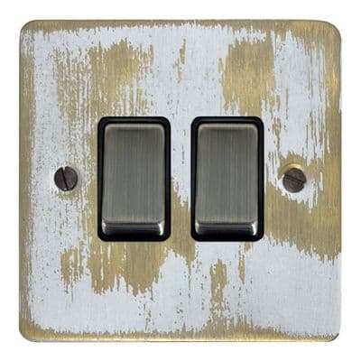 G&H FDB302 Flat Plate Dover Bronze 2 Gang 1 or 2 Way Rocker Light Switch
