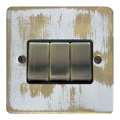 G&H FDB303 Flat Plate Dover Bronze 3 Gang 1 or 2 Way Rocker Light Switch