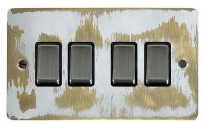 G&H FDB304 Flat Plate Dover Bronze 4 Gang 1 or 2 Way Rocker Light Switch