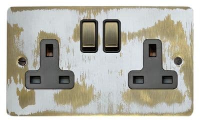 G&H FDB310 Flat Plate Dover Bronze 2 Gang Double 13A Switched Plug Socket