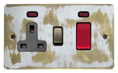 G&H FDB329 Flat Plate Dover Bronze 45 Amp DP Cooker Switch & 13A Switched Socket