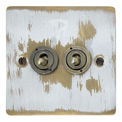 G&H FDB382-AB Flat Plate Dover Bronze 2 Gang 1 or 2 Way Toggle Light Switch