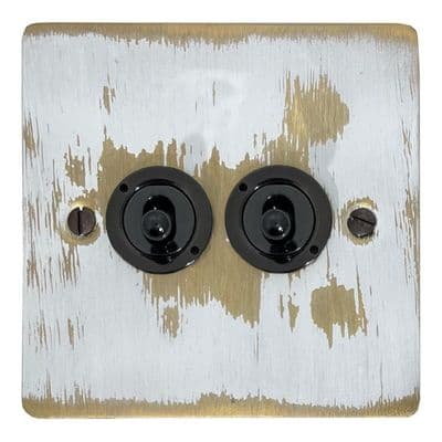 G&H FDB382-FBK Flat Plate Dover Bronze 2 Gang 2 Way Toggle Light Switch
