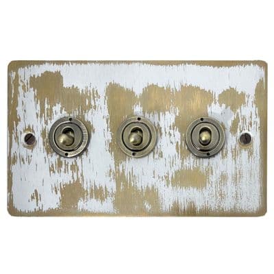 G&H FDB383-AB Flat Plate Dover Bronze 3 Gang 1 or 2 Way Toggle Light Switch