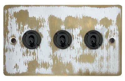 G&H FDB383-FBK Flat Plate Dover Bronze 3 Gang 2 Way Toggle Light Switch