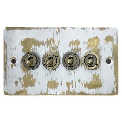 G&H FDB384-AB Flat Plate Dover Bronze 4 Gang 1 or 2 Way Toggle Light Switch