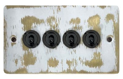G&H FDB384-FBK Flat Plate Dover Bronze 4 Gang 2 Way Toggle Light Switch