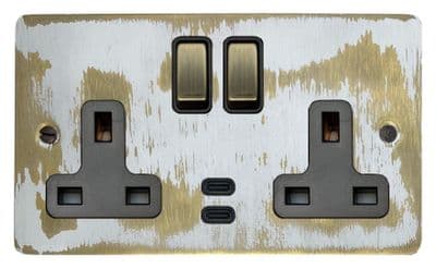G&H FDB3913 Flat Plate Dover Bronze 2 Gang Double 13A Plug Socket Dual 4.2A USB C