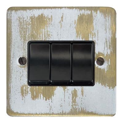 G&H FDB3B Flat Plate Dover Bronze 3 Gang 1 or 2 Way Rocker Light Switch