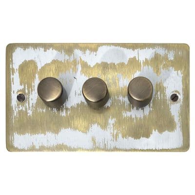 G&H FDB523 Flat Plate Dover Bronze 3 Gang 1 or 2 Way LED Dimmer Switch