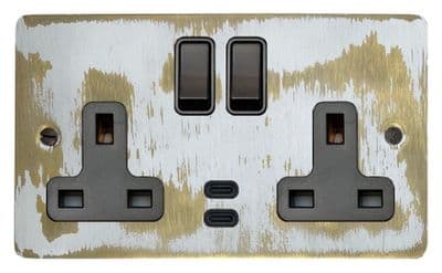 G&H FDB913B Flat Plate Dover Bronze 2 Gang Double 13A Plug Socket Dual 4.2A USB C