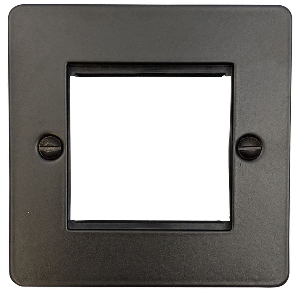 G&H FFB162 Flat Plate Matt Black 1 Gang 2 Euro Module Plate