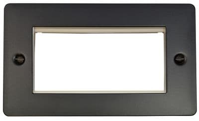 G&H FFB164 Flat Plate Matt Black 2 Gang 4 Euro Module Plate