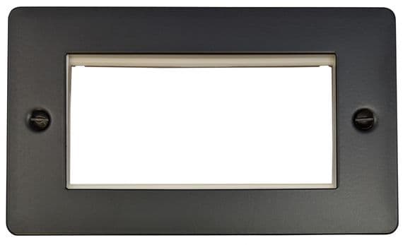 G&H FFB164 Flat Plate Matt Black 2 Gang 4 Euro Module Plate