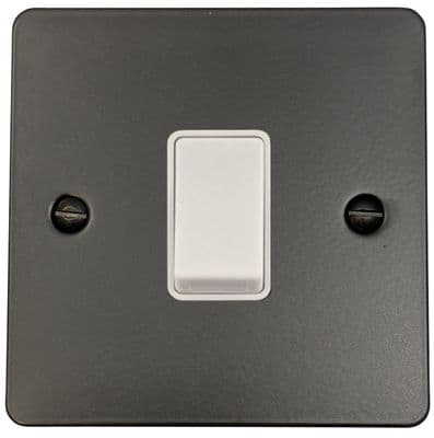 G&H FFB1W Flat Plate Matt Black 1 Gang 1 or 2 Way Rocker Light Switch
