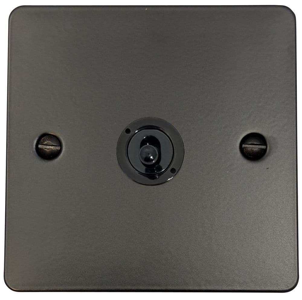 G&H FFB381-FBK Flat Plate Matt Black 1 Gang 1 or 2 Way Toggle Light Switch