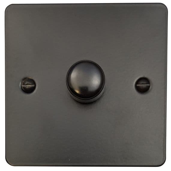 G&H FFB521 Flat Plate Matt Black 1 Gang 1 or 2 Way LED Dimmer Switch