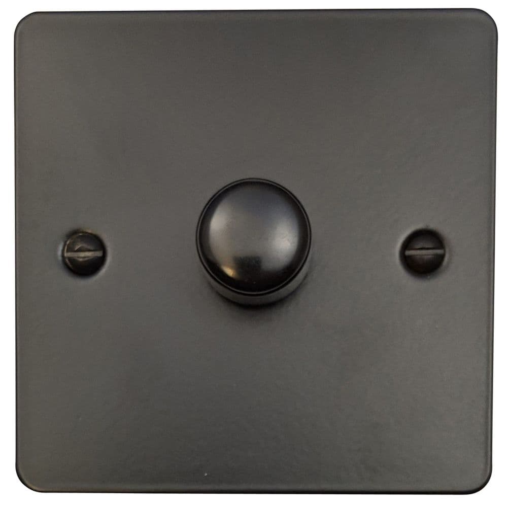 G&H FFB521 Flat Plate Matt Black 1 Gang 1 or 2 Way LED Dimmer Switch