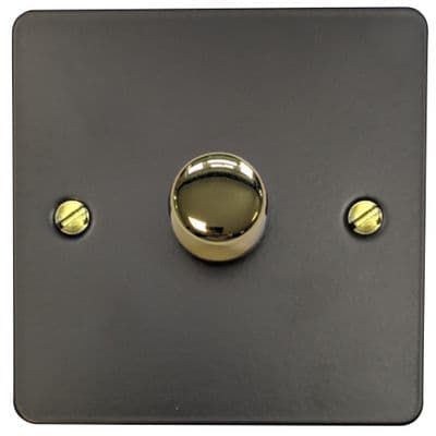 G&H FFB521-PB Flat Plate Matt Black 1 Gang 1 or 2 Way LED Dimmer Switch