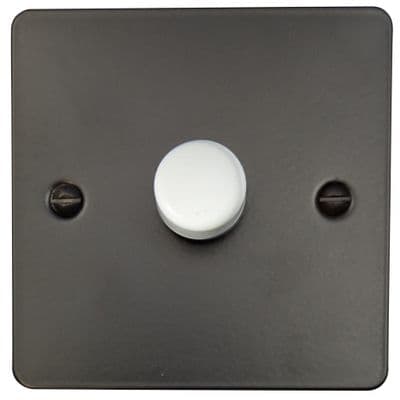 G&H FFB521-W Flat Plate Matt Black 1 Gang 1 or 2 Way LED Dimmer Switch