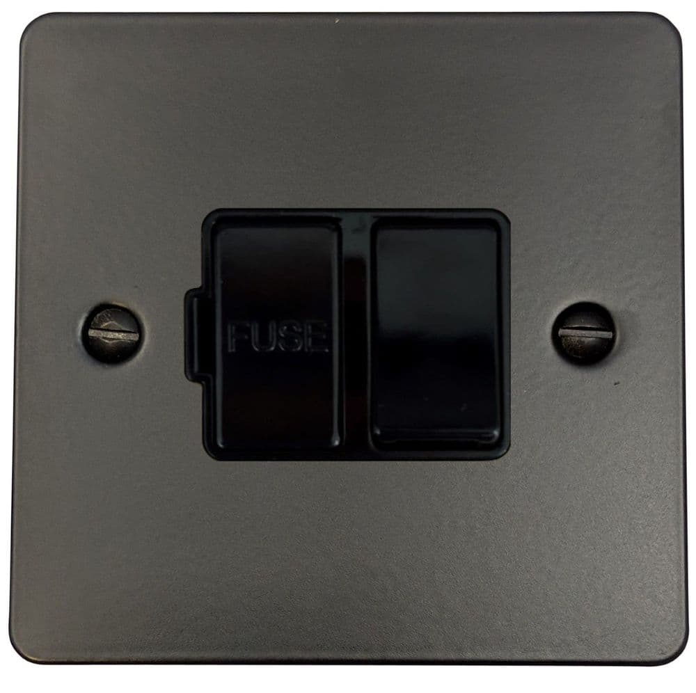 G&H FFB57B Flat Plate Matt Black 1 Gang Fused Spur 13A Switched
