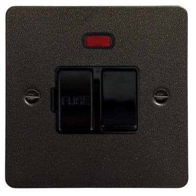G&H FG27B Flat Plate Graphite 1 Gang Fused Spur 13A Switched & Neon
