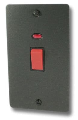 G&H FG28B Flat Plate Graphite 45 Amp DP Cooker Switch & Neon Vertical Plate