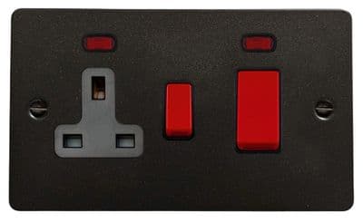 G&H FG29B Flat Plate Graphite 45 Amp DP Cooker Switch & 13A Switched Socket