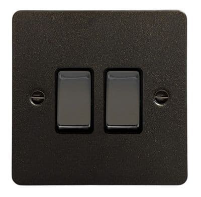 G&H FG302 Flat Plate Graphite 2 Gang 1 or 2 Way Rocker Light Switch