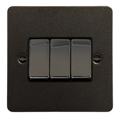 G&H FG303 Flat Plate Graphite 3 Gang 1 or 2 Way Rocker Light Switch