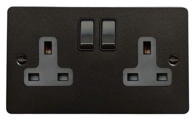 G&H FG310 Flat Plate Graphite 2 Gang Double 13A Switched Plug Socket