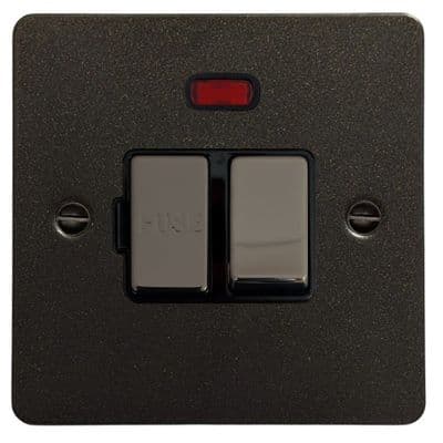 G&H FG327 Flat Plate Graphite 1 Gang Fused Spur 13A Switched & Neon