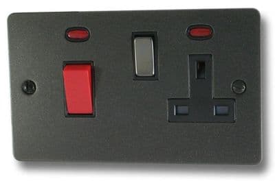 G&H FG329 Flat Plate Graphite 45 Amp DP Cooker Switch & 13A Switched Socket