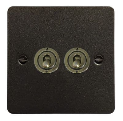 G&H FG382-AB Flat Plate Graphite 2 Gang 1 or 2 Way Toggle Light Switch