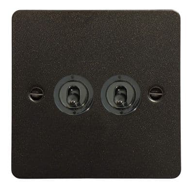 G&H FG382-BN Flat Plate Graphite 2 Gang 2 Way Toggle Light Switch