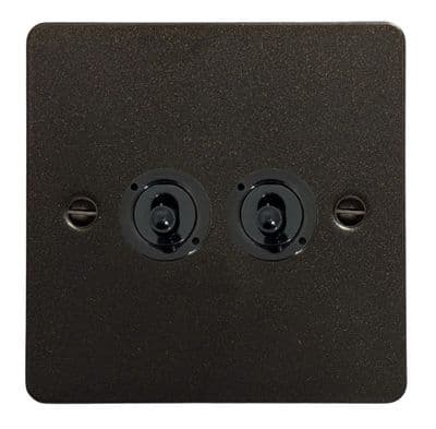 G&H FG382-FBK Flat Plate Graphite 2 Gang 1 or 2 Way Toggle Light Switch