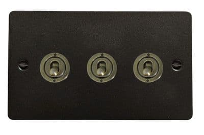 G&H FG383-AB Flat Plate Graphite 3 Gang 1 or 2 Way Toggle Light Switch