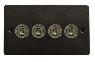 G&H FG384-AB Flat Plate Graphite 4 Gang 1 or 2 Way Toggle Light Switch
