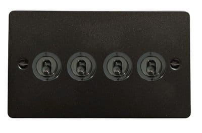 G&H FG384-BN Flat Plate Graphite 4 Gang 2 Way Toggle Light Switch