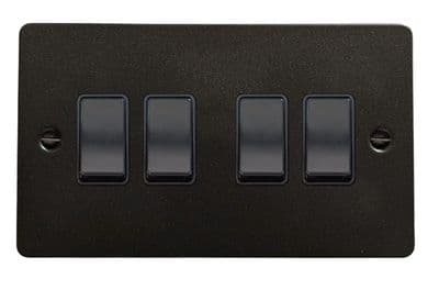 G&H FG4B Flat Plate Graphite 4 Gang 1 or 2 Way Rocker Light Switch